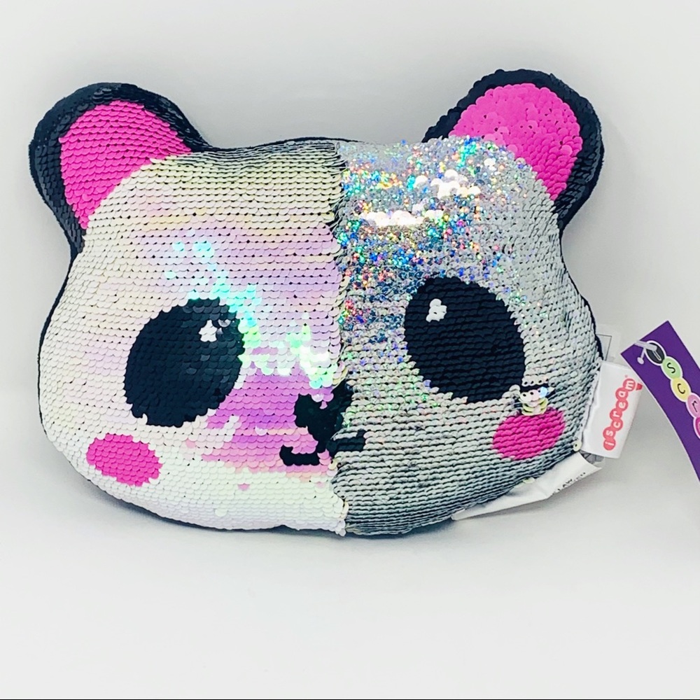 Sequin Plush Panda Reversible Sequin Pillow